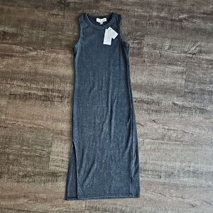 Pink Rose Charcoal Sleeveless Midi Dress